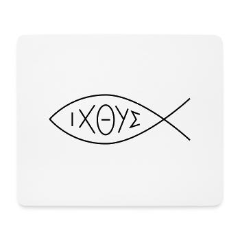 Christliches Symbol Ichthys - Mousepad (Querformat) - Weiß - Vorne