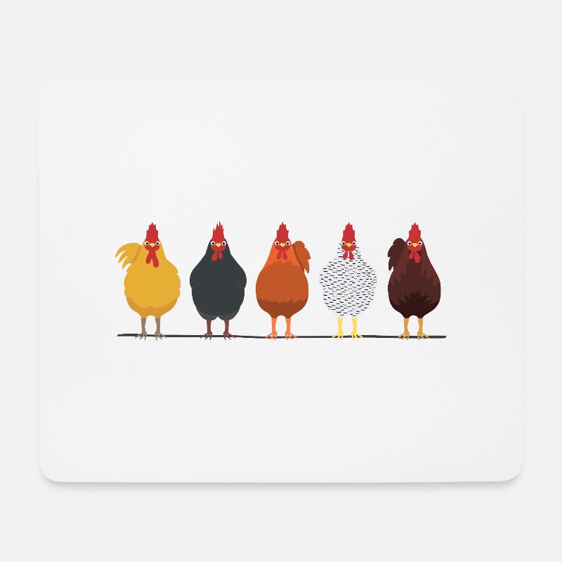 Hühner Henne Hahn Gockel - Mousepad (Querformat) - Weiß