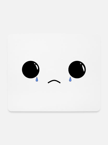 Cute sad face - Mousepad (Querformat) - Weiß