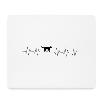 Katze im Herzschlag - Mousepad (Querformat) - Weiß - Vorne