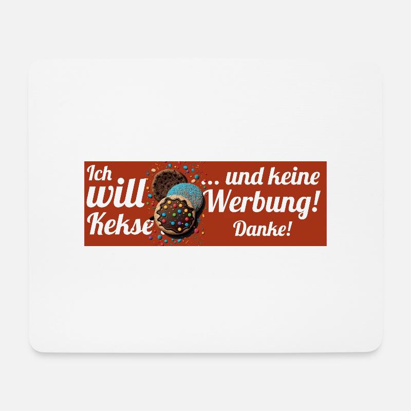 Ich will Kekse und keine Werbung! Keine Werbung! - Mousepad (Querformat) - Weiß
