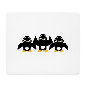 3 Penguins Bodybuilder Sunglasses Headphones Team - Mouse Pad (horizontal) - white - Front