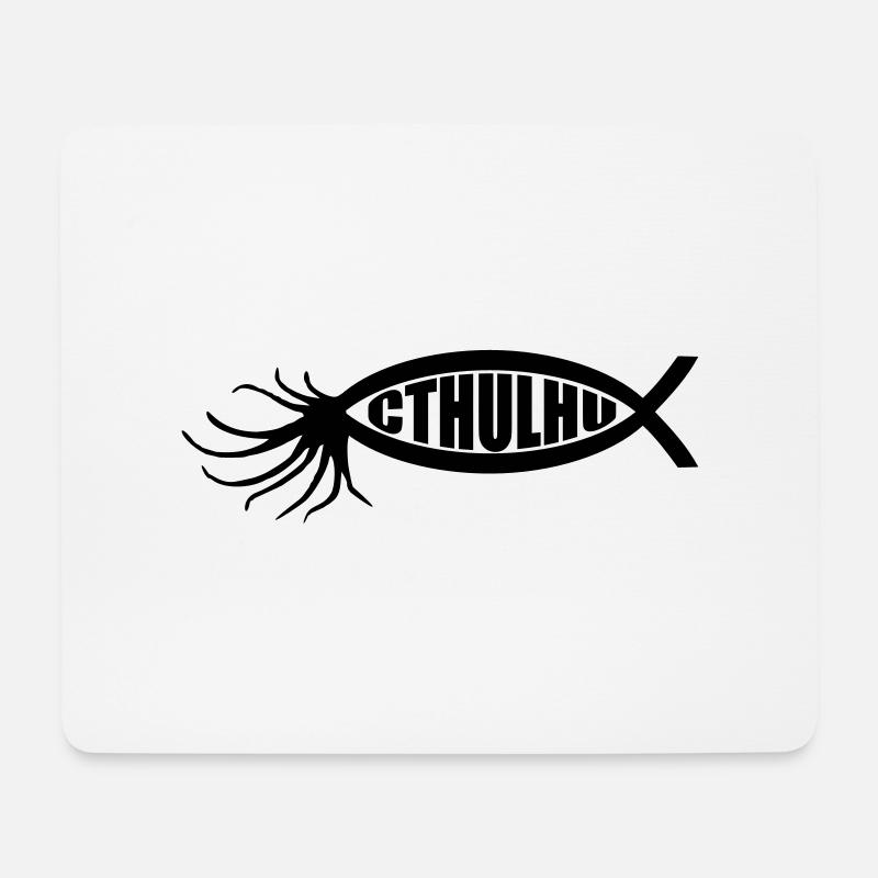 Cthulhu-Fisch - Mousepad (Querformat) - Weiß