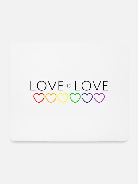 Love is Love Herzkette Regenbogen - Mousepad (Querformat) - Weiß