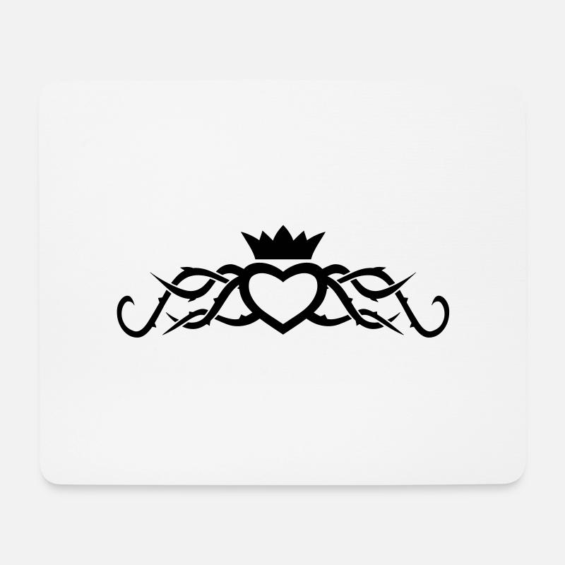Stammes-Herz mit Dornen - Mousepad (Querformat) - Weiß