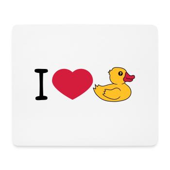 love i love heart squeaky duck rubber duck bath duck - Mouse Pad (horizontal) - white - Front