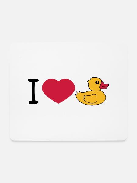 love i love heart squeaky duck rubber duck bath duck - Mouse Pad (horizontal) - white