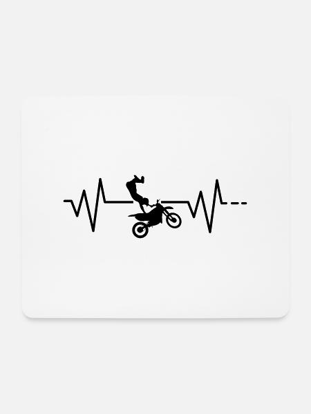 Herzschlag Motocross/ Motorrad/ Freestyle/ Stunt - Mousepad (Querformat) - Weiß