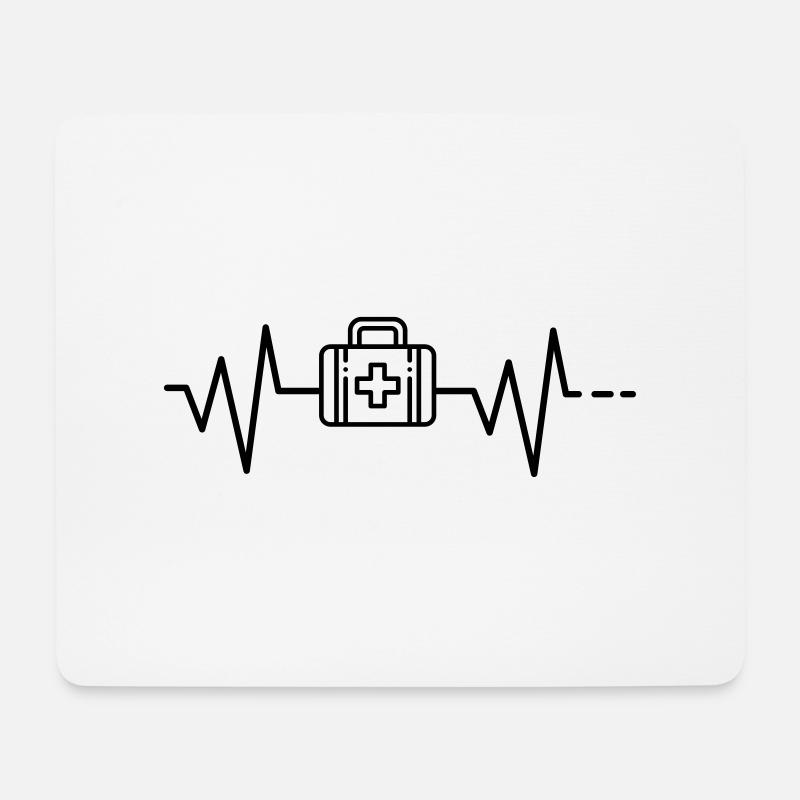 Herzschlag Erste Hilfe Arztkoffer Arzt Medizin - Mousepad (Querformat) - Weiß