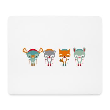 Süße Tiere fahren Ski – Geschenkidee - Mousepad (Querformat) - Weiß - Vorne