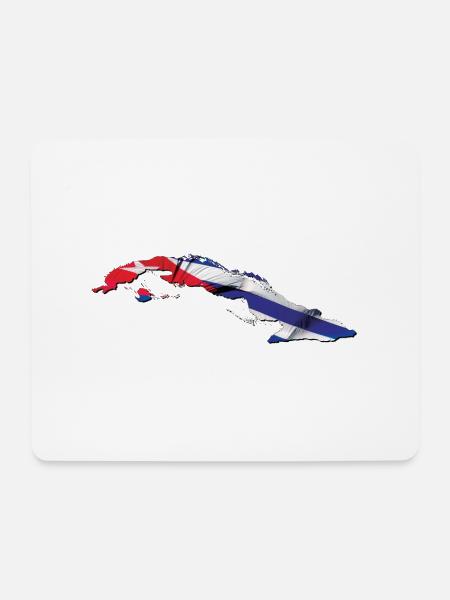 Kuba Flagge in der Kuba Landkarte - Mousepad (Querformat) - Weiß