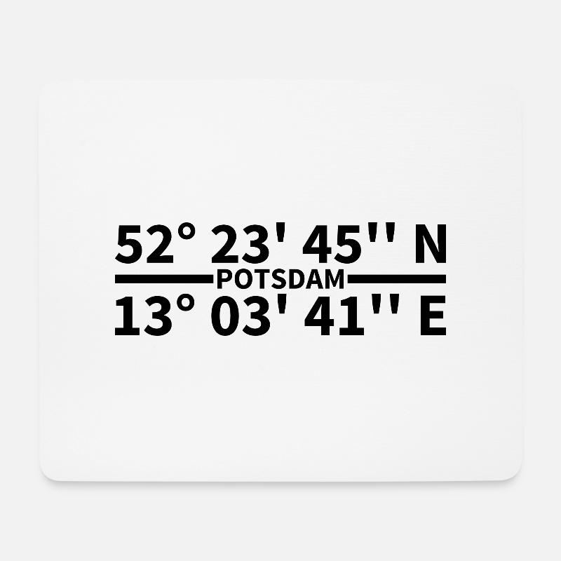 Potsdam Koordinaten - Mousepad (Querformat) - Weiß