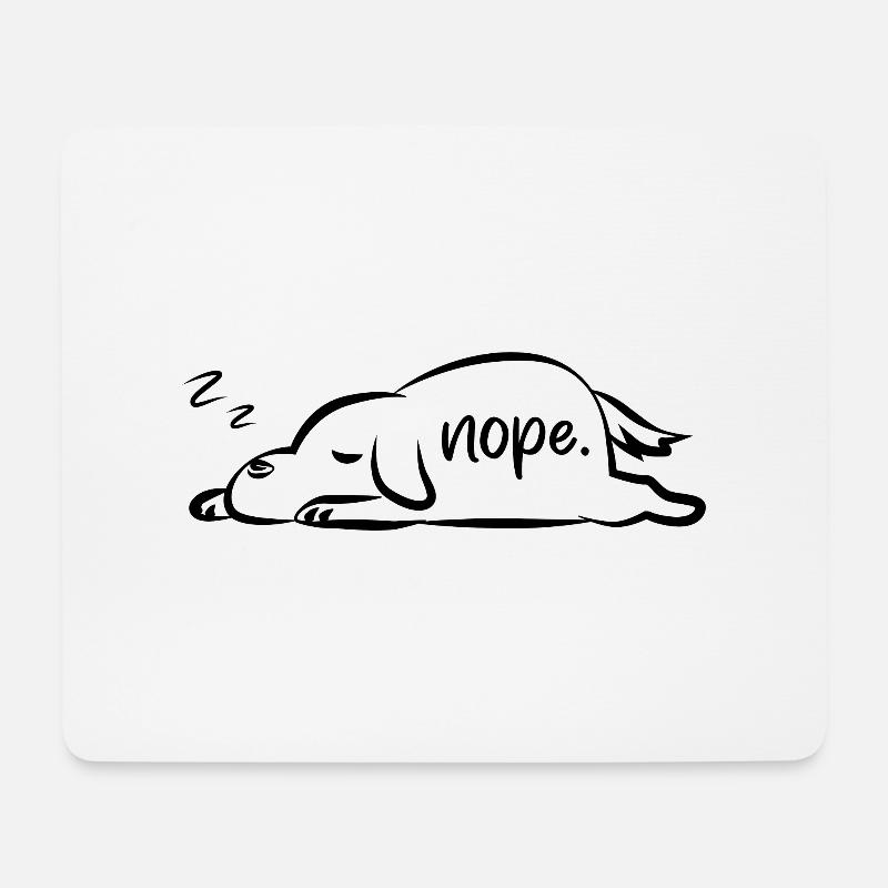 Nope Dog Design - lustiger, schlafender Hund - Mousepad (Querformat) - Weiß