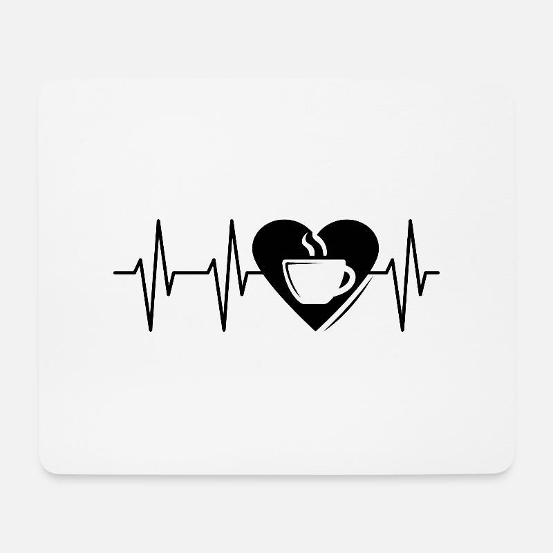 Puls Kaffee Herz Liebe Herzschlag Symbol Genuss - Mousepad (Querformat) - Weiß