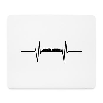 Herzschlag mit Zug / Lokomotive - Mousepad (Querformat) - Weiß - Vorne
