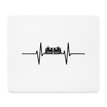 Heartbeat with historic locomotive / train - Mouse Pad (horizontal) - white - Front