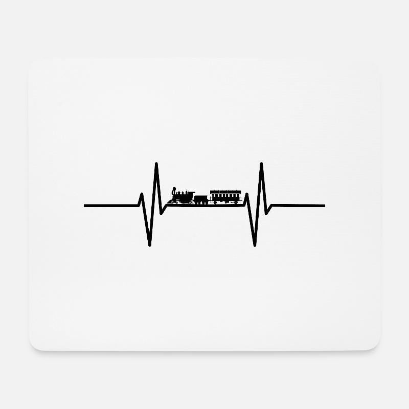 Herzschlag mit historischer Dampflok / Lokomotive - Mousepad (Querformat) - Weiß