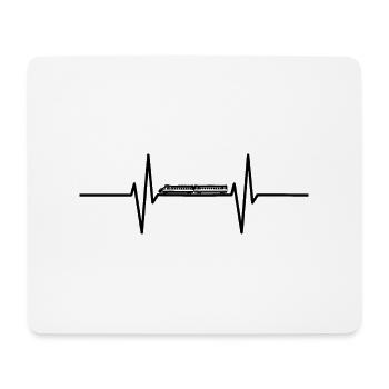 Herzschlag mit Zug / Lokomotive - Mousepad (Querformat) - Weiß - Vorne