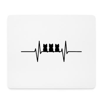 Heartbeat with cute cats - Mouse Pad (horizontal) - white - Front