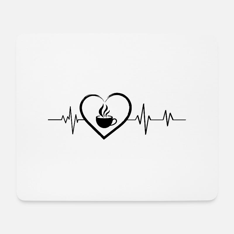 Kaffee-Herzschlag - Mousepad (Querformat) - Weiß