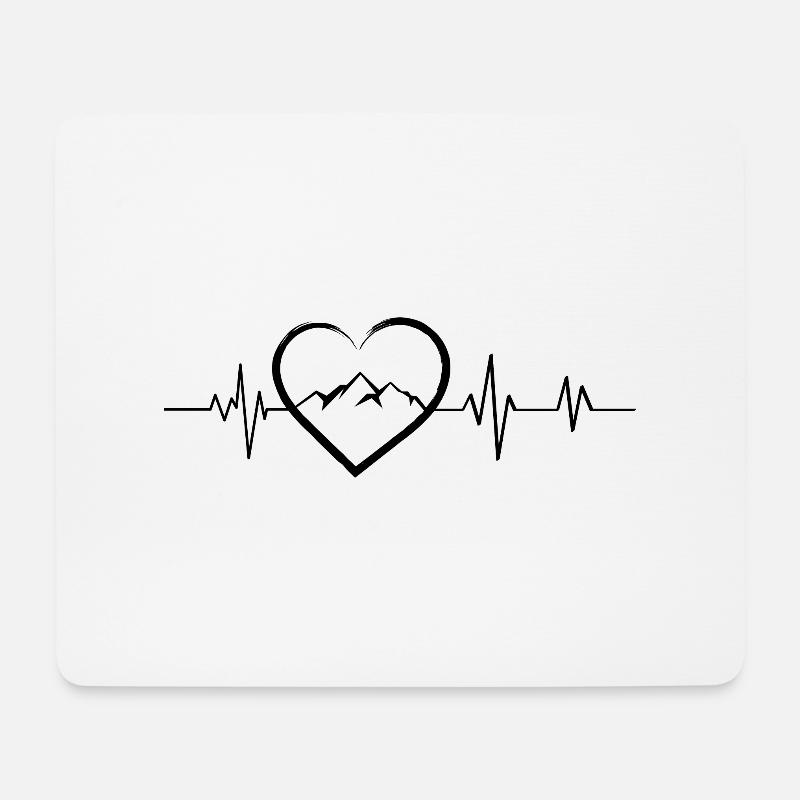 Herzschlag Berg - Mousepad (Querformat) - Weiß