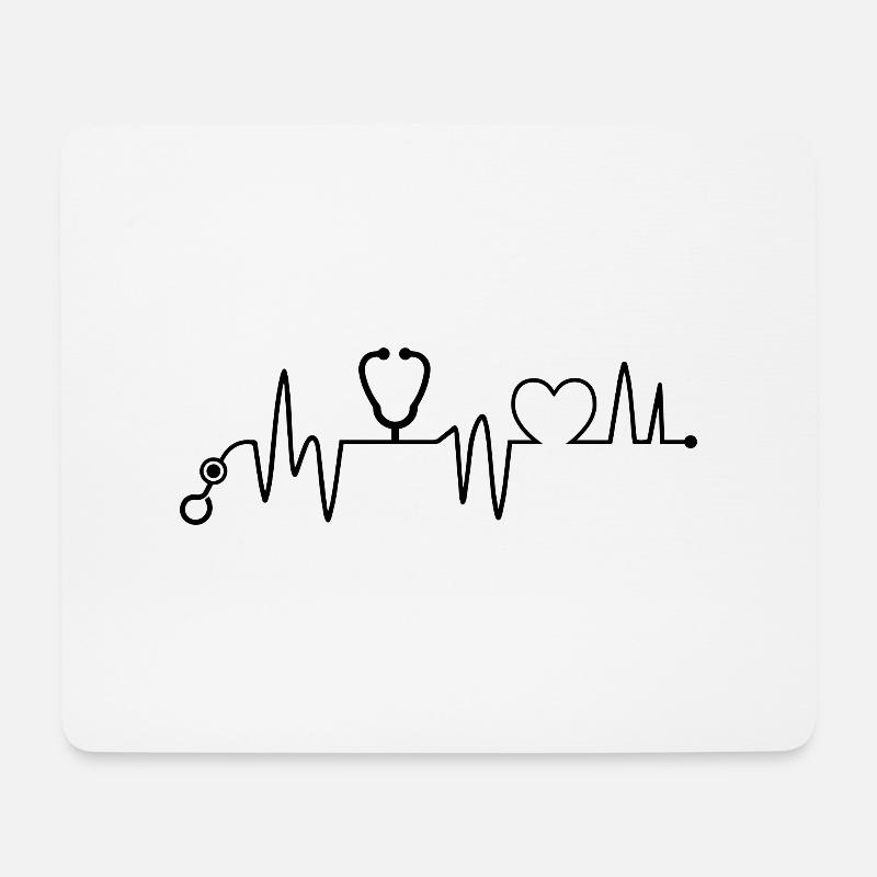 Krankenschwester - Krankenschwester - Herzschlag - Mousepad (Querformat) - Weiß