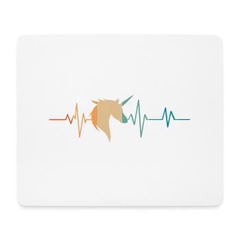Retro Unicorn Heartbeat - Mouse Pad (horizontal) - white - Front
