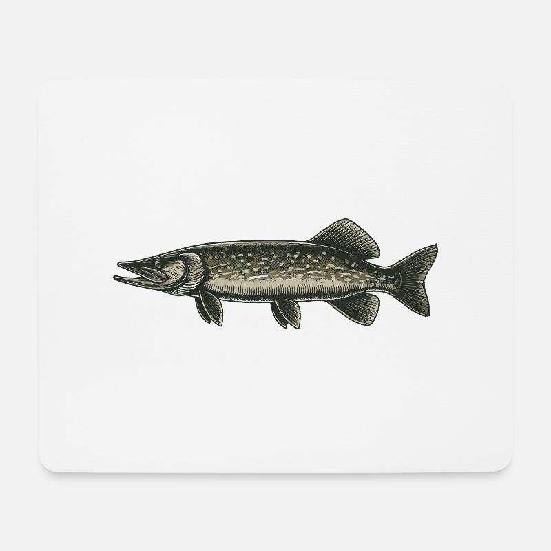 Hecht - Mousepad (Querformat) - Weiß