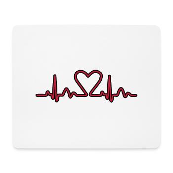 Lignes de impulsion d'électrocardiogramme de coeur - Tapis de souris (format paysage) - blanc - Devant