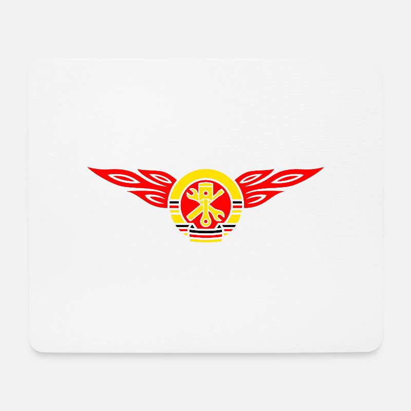 KFZ Flammen Wappen 3c - Mousepad (Querformat) - Weiß