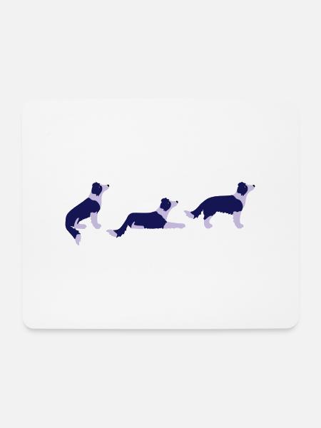 Sitz Platz Steh Border Collie Vektor - Tapis de souris (format paysage) - blanc