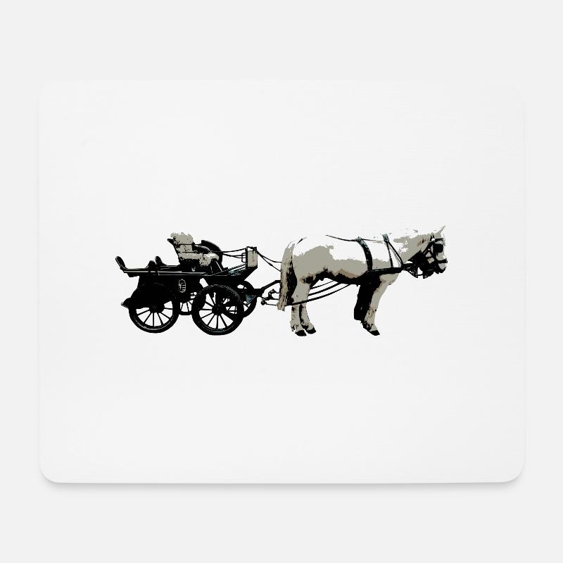 Calèche - Tapis de souris (format paysage) - blanc