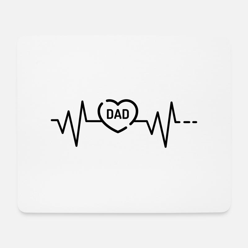 Herzschlag Dad, Vatertag, Vater, Papa, Papi, Daddy - Mousepad (Querformat) - Weiß