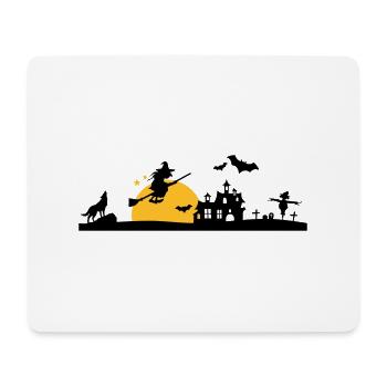 Halloween - Schloss, Hexe und Friedhof - Mousepad (Querformat) - Weiß - Vorne