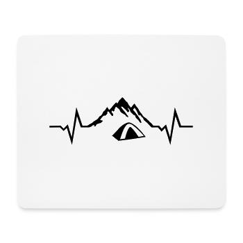 Camping EKG Herzschlag - Berg und Zelt - Mousepad (Querformat) - Weiß - Vorne