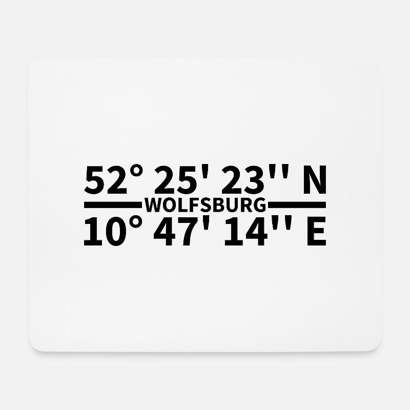 Wolfsburg Koordinaten - Mousepad (Querformat) - Weiß