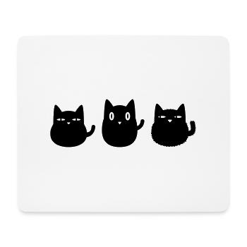 Drei schwarze Katzen - Mousepad (Querformat) - Weiß - Vorne