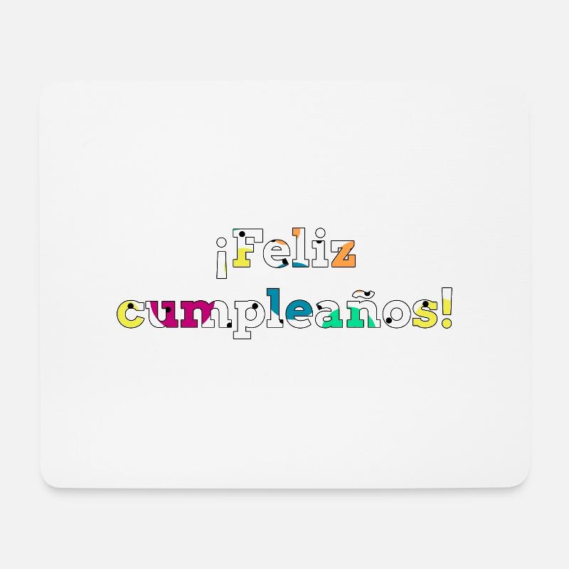 Herzlichen Glückwunsch zum Geburtstag mit bunten spanischen Texten - Mousepad (Querformat) - Weiß