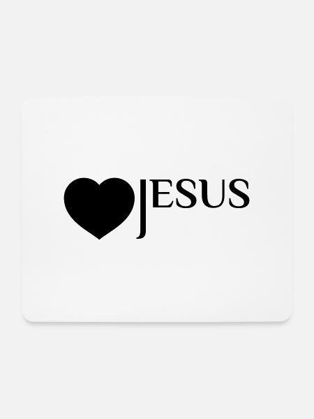 "I Love Jesus" T-Shirt - Zeige deine Liebe zu Jesu - Mousepad (Querformat) - Weiß