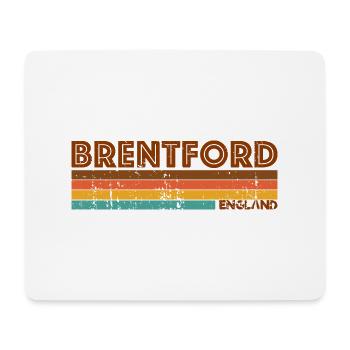 Vintage 1980s Style Brentford England - Tapis de souris (format paysage) - blanc - Devant
