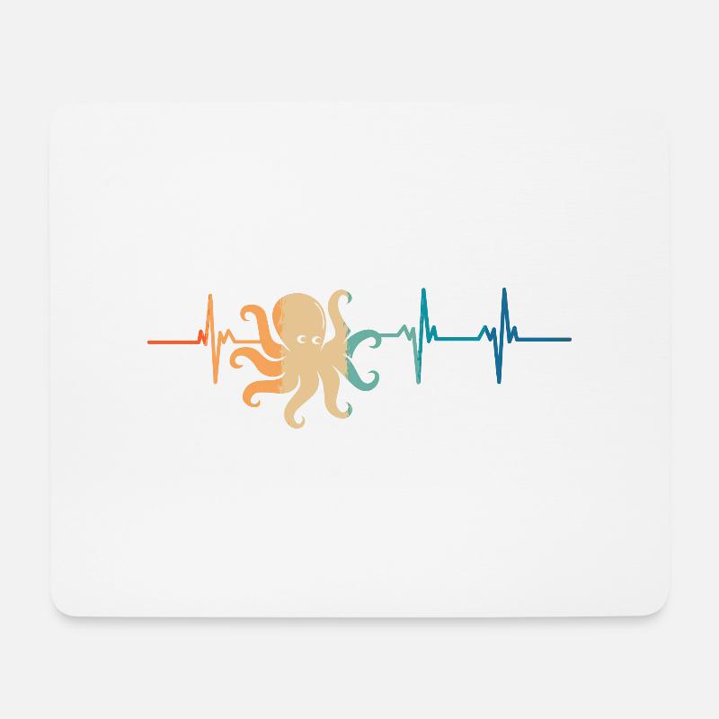 Herzschlag-Oktopus - Mousepad (Querformat) - Weiß
