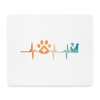 Veterinärmedizinischer Herzschlag - Mousepad (Querformat) - Weiß - Vorne