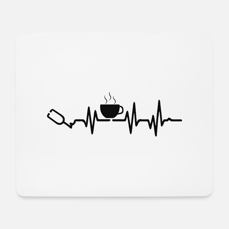 Kaffee Herzschlag - Mousepad (Querformat) - Weiß
