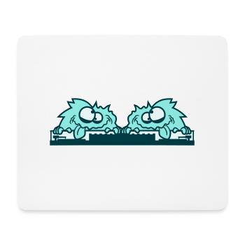 2 DJ Monster Freunde Horror Halloween Mischpult - Mousepad (Querformat) - Weiß - Vorne