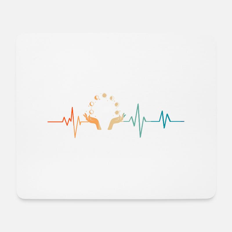 Retro-Herzschlag-Mondphasen - Mousepad (Querformat) - Weiß