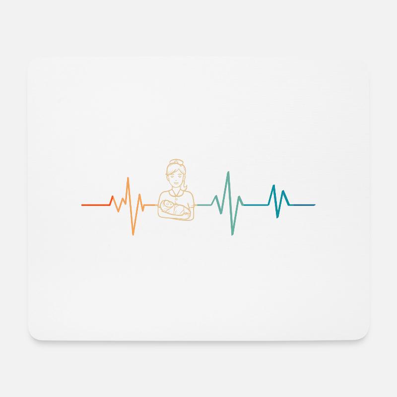 Retro Herzschlag Hebamme - Mousepad (Querformat) - Weiß