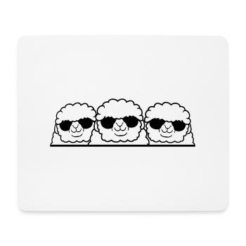 3 DJ Schafe Hinter Zaun Mauer Sonnenbrille Freunde - Mousepad (Querformat) - Weiß - Vorne