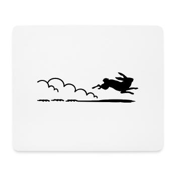 lapin qui court / running rabbit (1c) - Tapis de souris (format paysage) - blanc - Devant