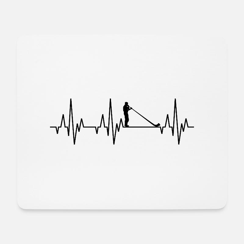 Herzschlag EKG Alphorn Alpenhorn Musik - Mousepad (Querformat) - Weiß