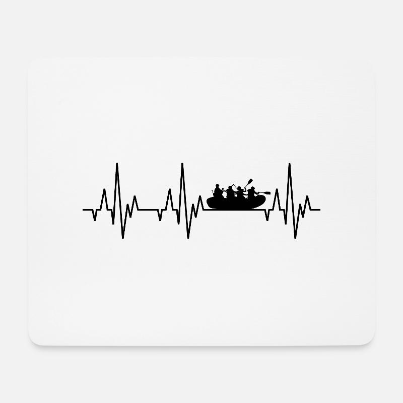 Herzschlag EKG Rafting Wildwasser Wassersport - Mousepad (Querformat) - Weiß